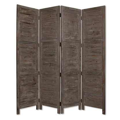 84" Black Wood Folding Four Panel Screen Room Divider