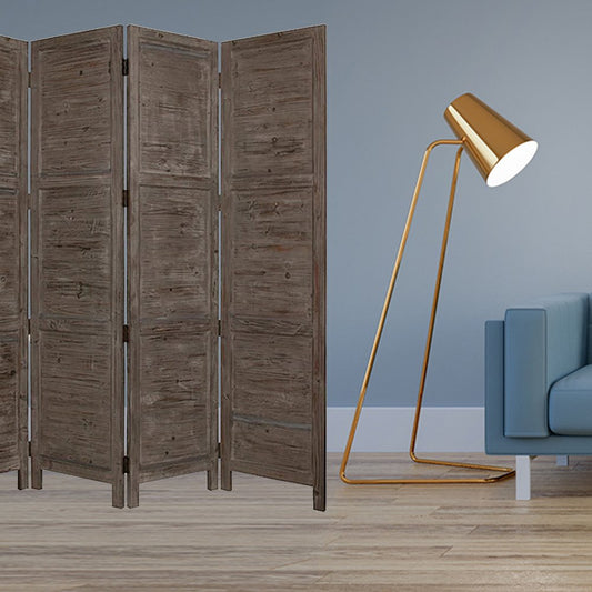 84" Black Wood Folding Four Panel Screen Room Divider