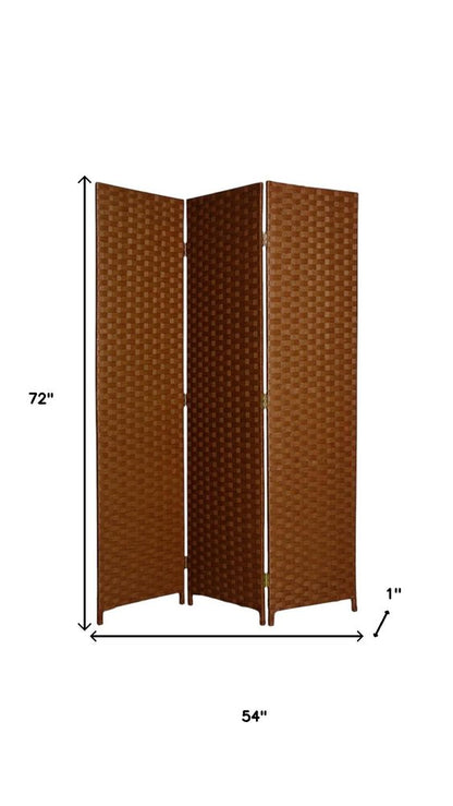 54" X 72" Dark Brown Wood  3 Panel Screen