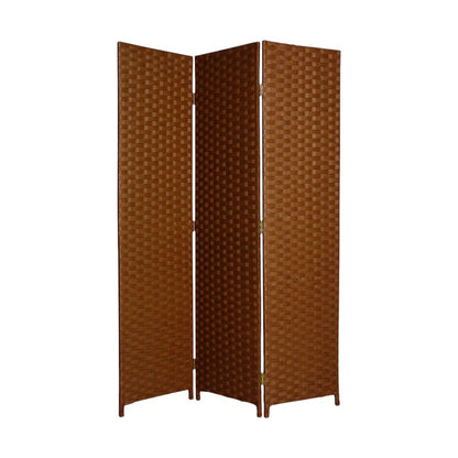72" Dark Brown Folding Three Panel Screen Room Divider