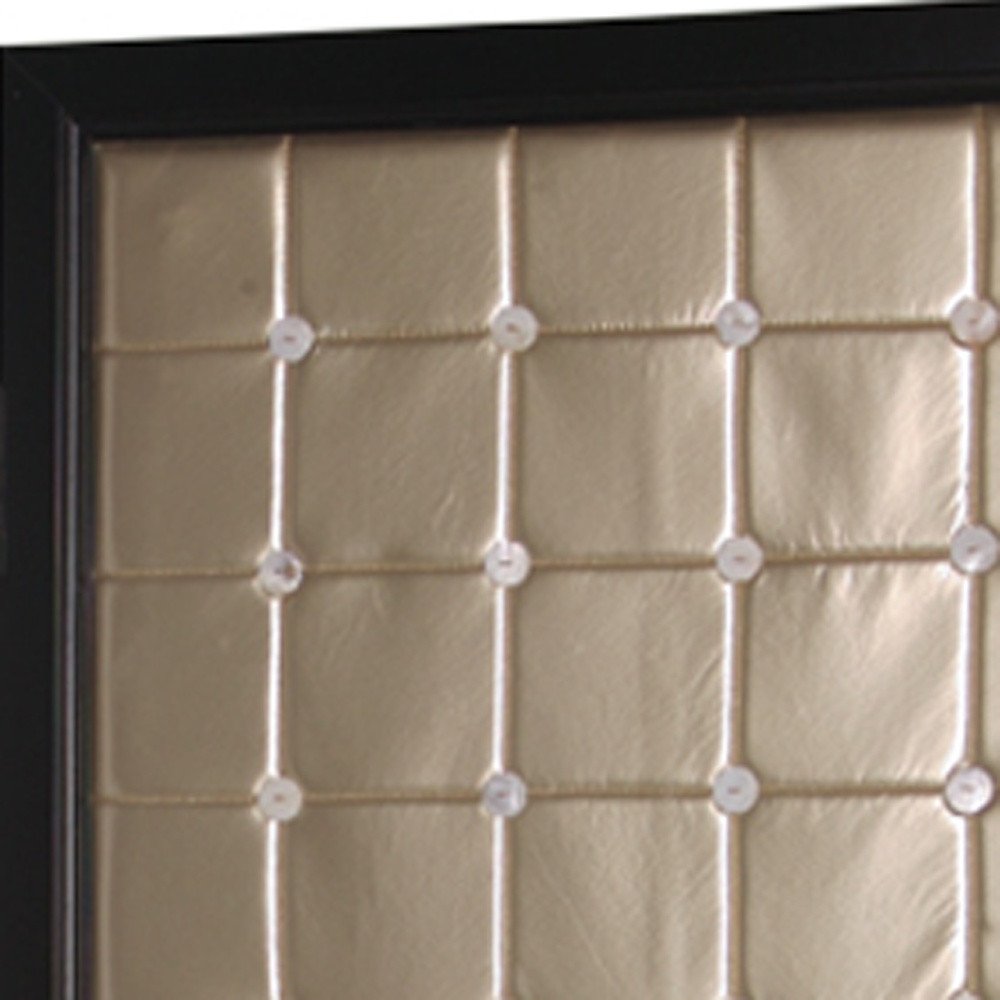 59" X 67" Gold Wood & Fabric  Screen