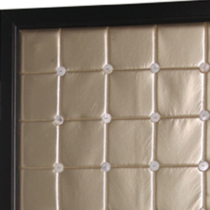 59" X 67" Gold Wood & Fabric  Screen