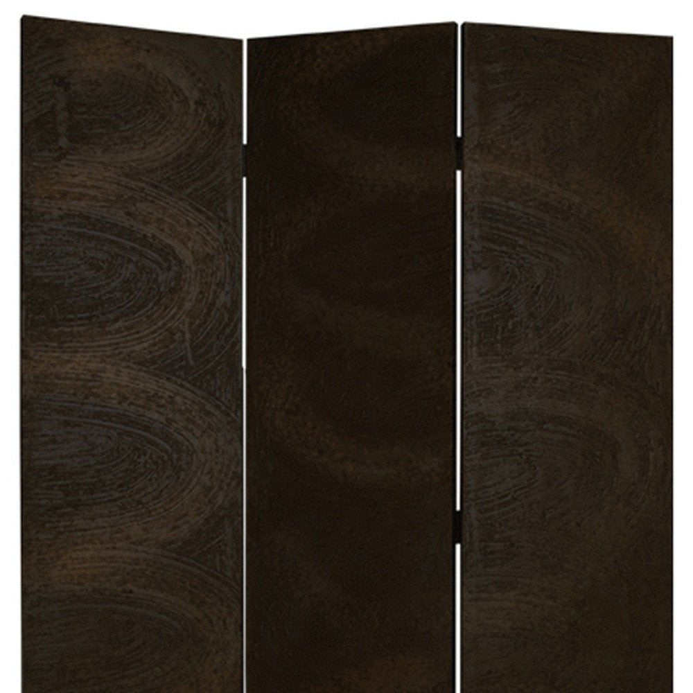 72" Black Canvas Folding Three Panel Screen Room Divider