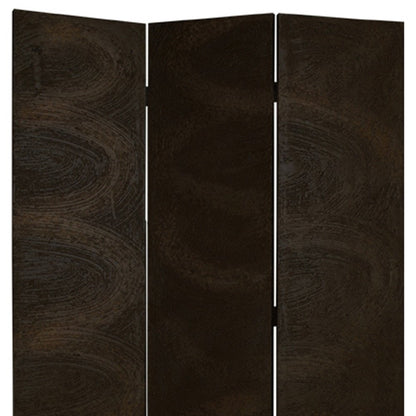 72" Black Canvas Folding Three Panel Screen Room Divider