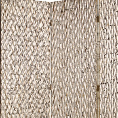 63" X 72" Gold Wood 3 Panel  Screen