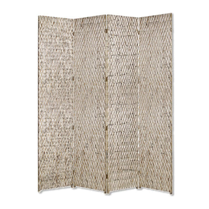 84" Silver Wood Folding Four Panel Screen Room Divider