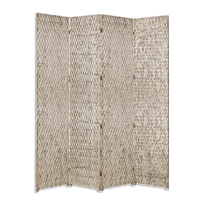 84" Silver Wood Folding Four Panel Screen Room Divider