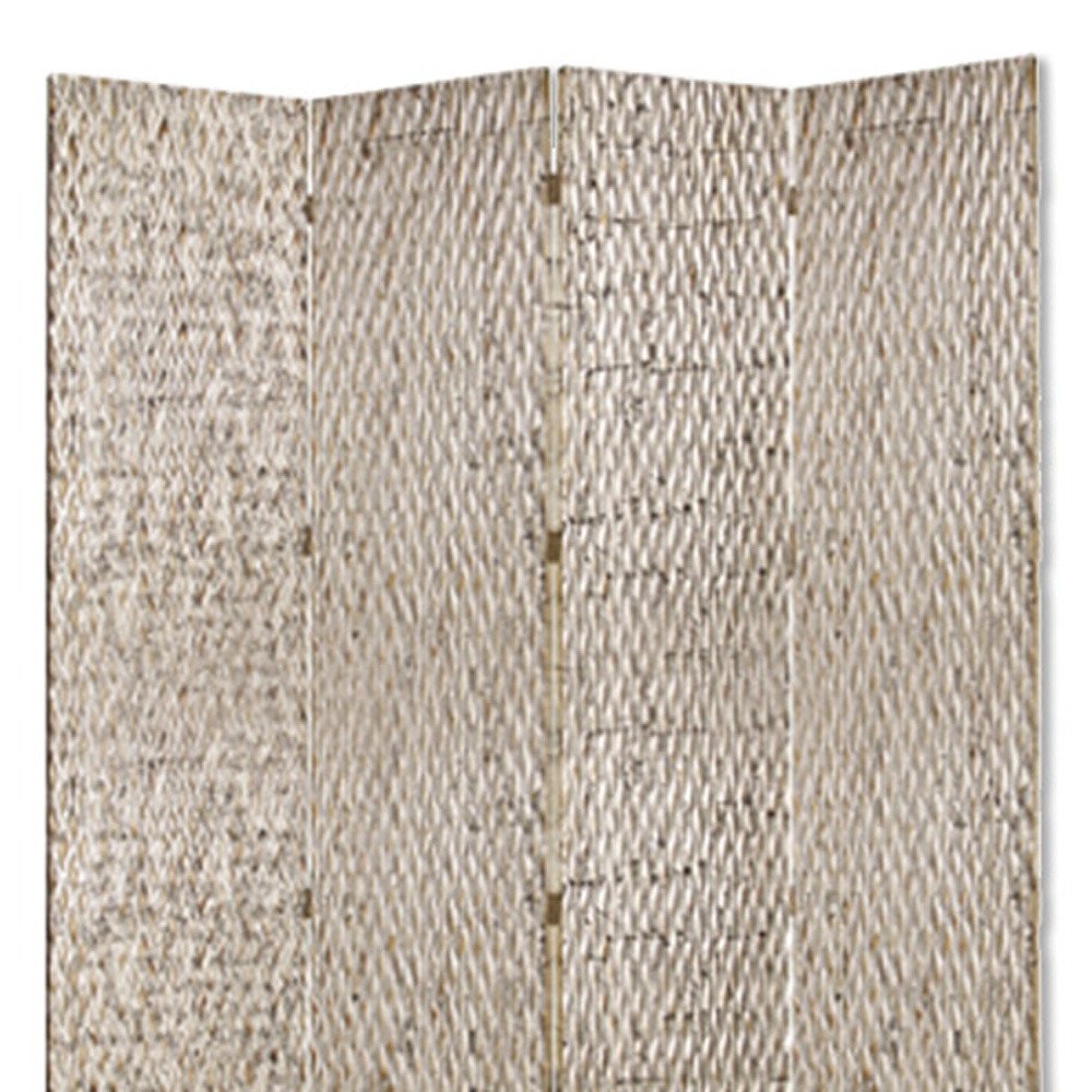 84" Silver Wood Folding Four Panel Screen Room Divider