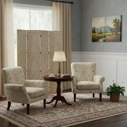 84" Silver Wood Folding Four Panel Screen Room Divider