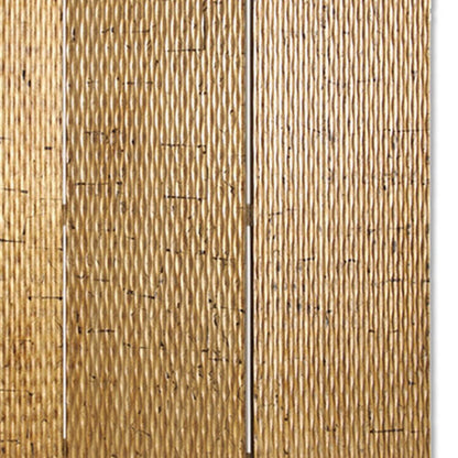63" X 72" Gold Wood 3 Panel  Screen