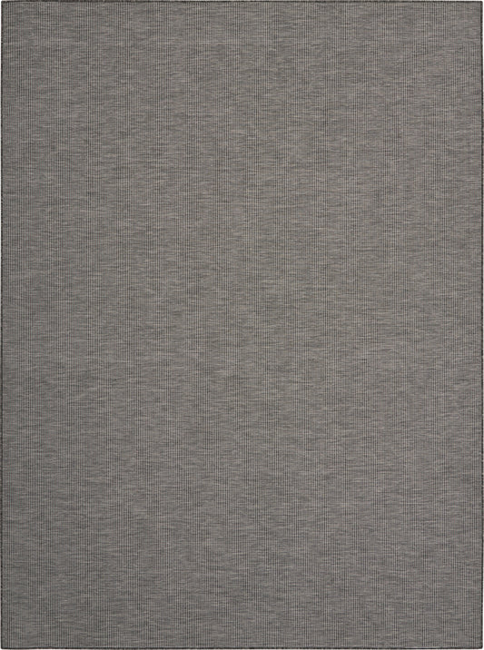 Gray textured woven rug with subtle grid pattern; rectangular, modern flat-weave.