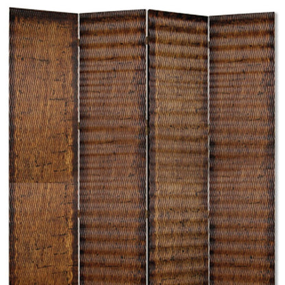 84" Brown Wood Folding Four Panel Screen Room Divider