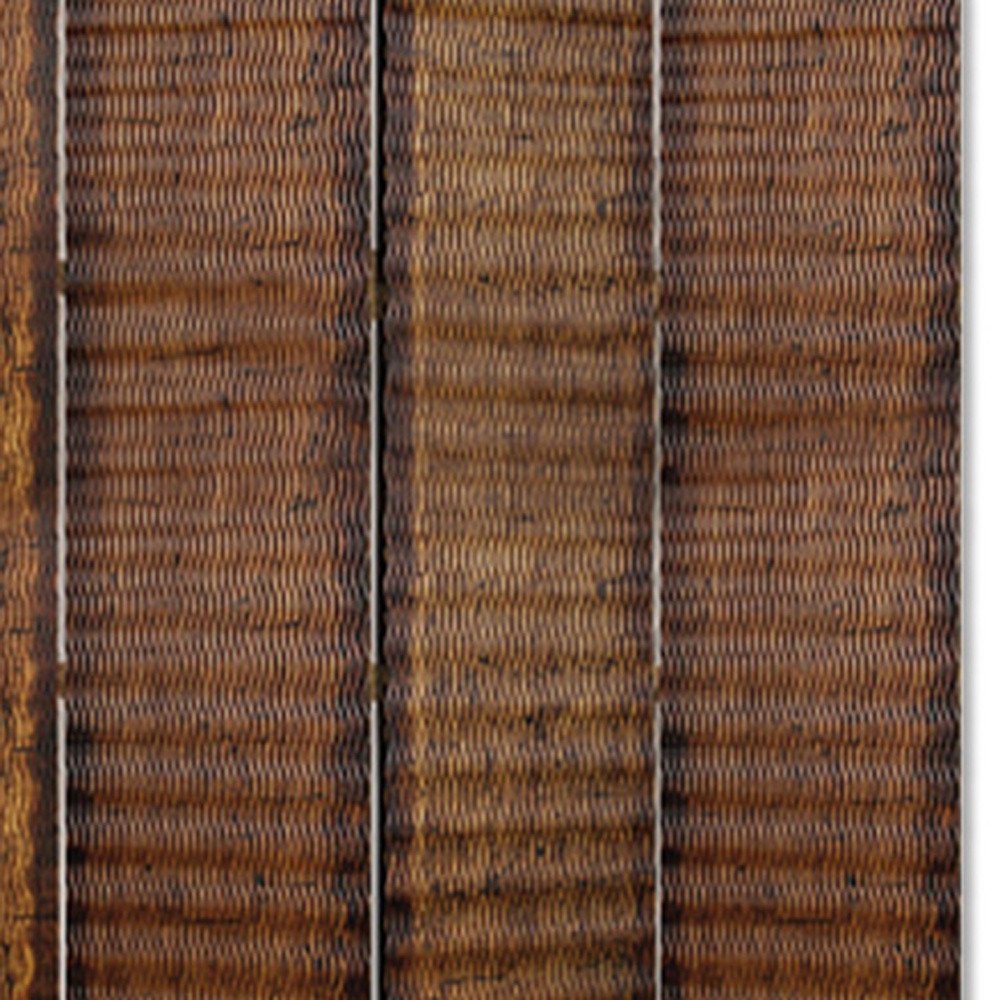 84" Brown Wood Folding Four Panel Screen Room Divider