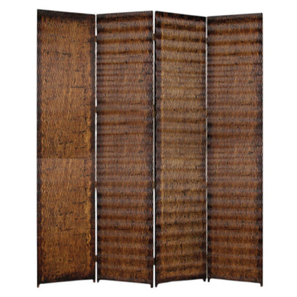 84" Brown Wood Folding Four Panel Screen Room Divider