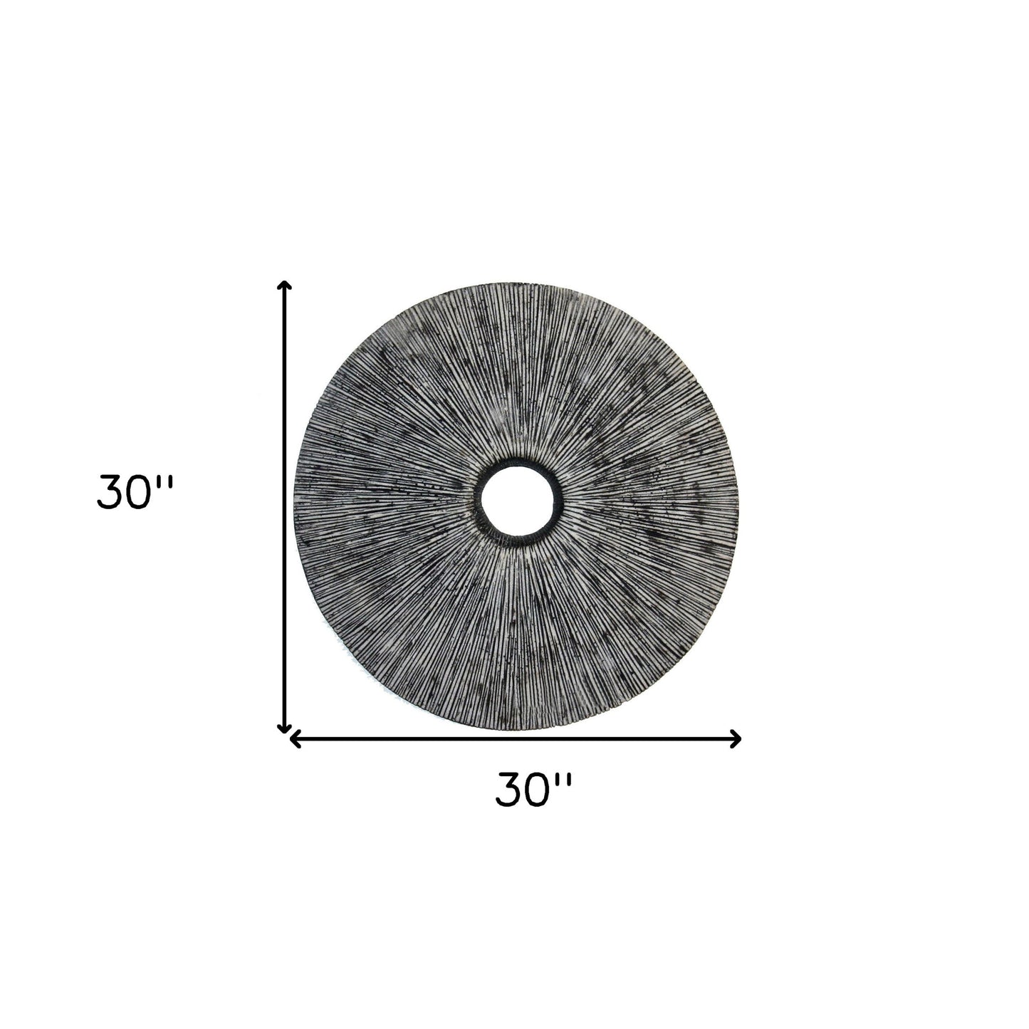 30" X 30" Contemporary Grey Round Rib Wall Art