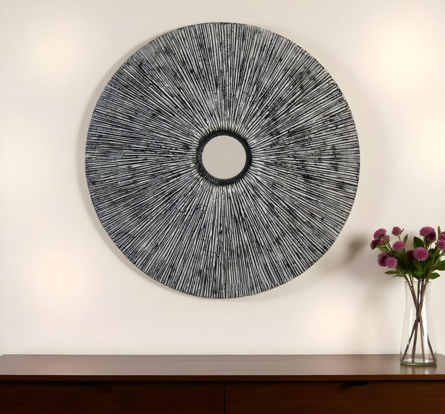 30" X 30" Contemporary Grey Round Rib Wall Art