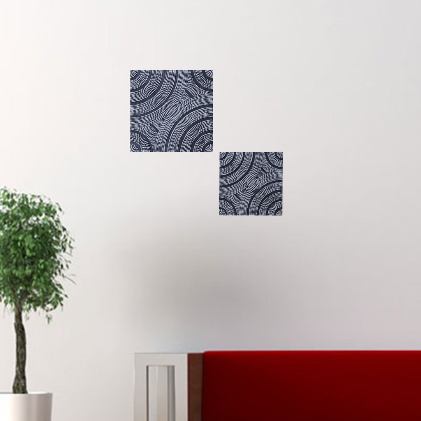 13" X 13" X 2" Gray Lined, Square - Wall Decor