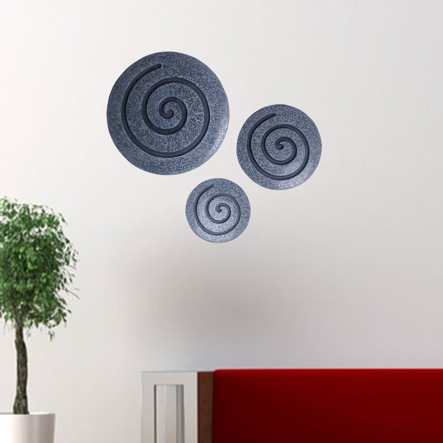 14" X 14" X 2" Gray Round Modern Spiral Wall Art
