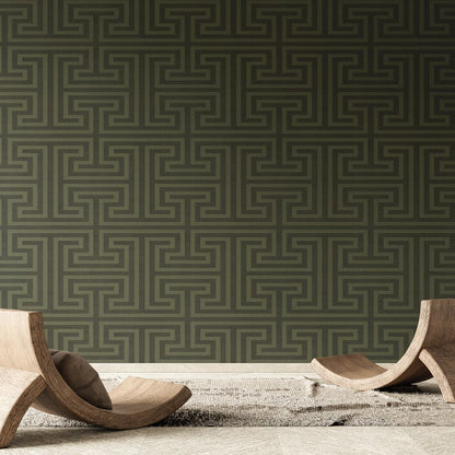 Modern geometric maze wallpaper SY27519 with textured vinyl finish, designer wallcovering for living room, bedroom, office and accent walls