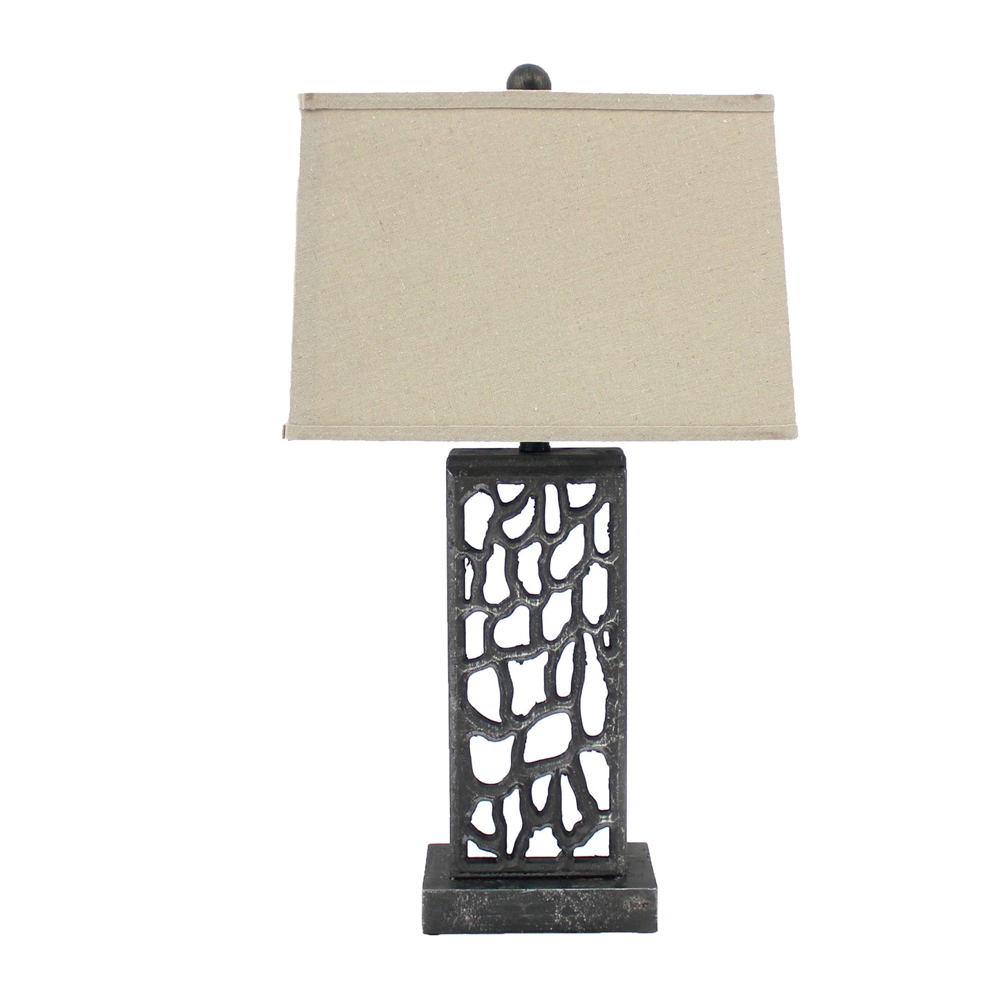 5 X 8 X 28.75 Silver Metal With Multi Mini Grotto Pattern - Table Lamp