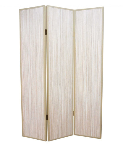 71" Beige Folding Three Panel Screen Room Divider