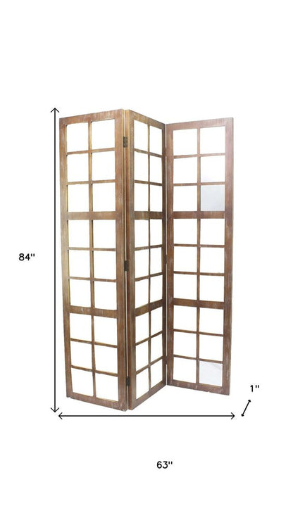 63 X 84 Brown Wood Mirror  Screen