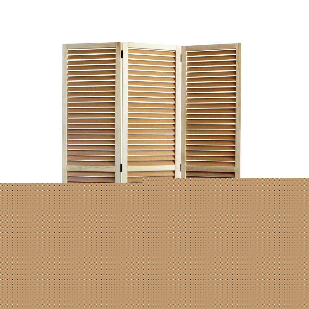 67" Natural Wood Folding Three Panel Screen Room Divider