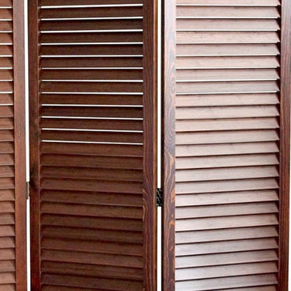 67" Brown Solid Wood Panel Screen Room Divider