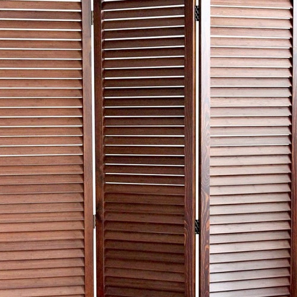 67" Brown Wood Folding Three Panel Screen Room Divider