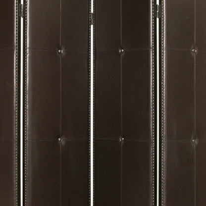 84" Brown Faux Leather Folding Four Panel Screen Room Divider