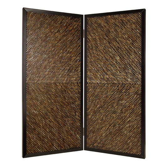 84" Brown Folding Two Panel Screen Room Divider