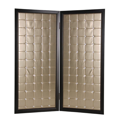 84" Gold Fabric Folding Two Panel Screen Room Divider