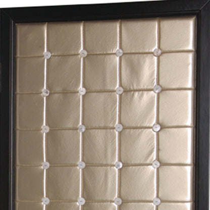 84" Gold Fabric Folding Two Panel Screen Room Divider