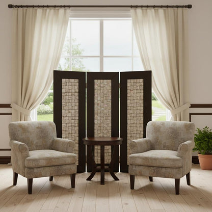84" Brown Folding Three Panel Screen Room Divider