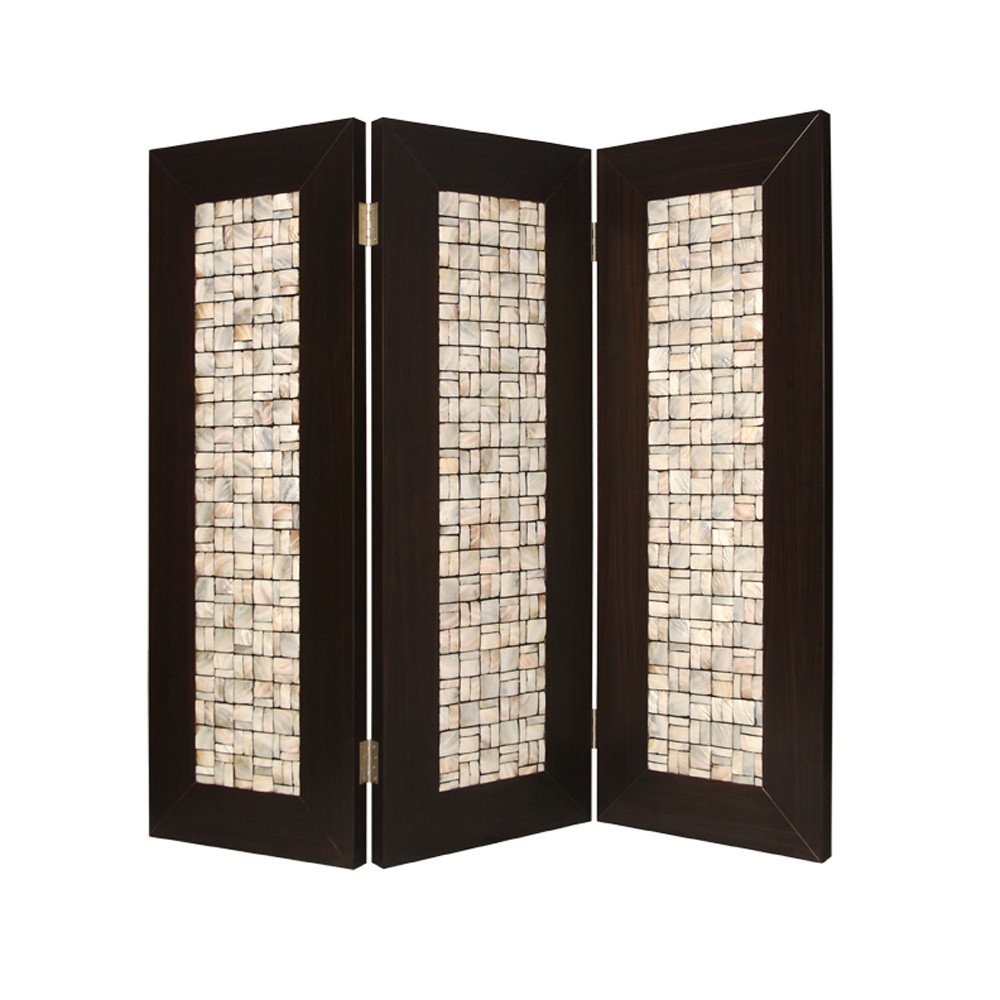 84" Brown Folding Three Panel Screen Room Divider