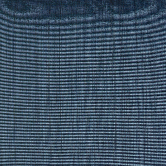 Blue woven fabric texture with a fine grid of dark and light blue threads, denim-like appearance.