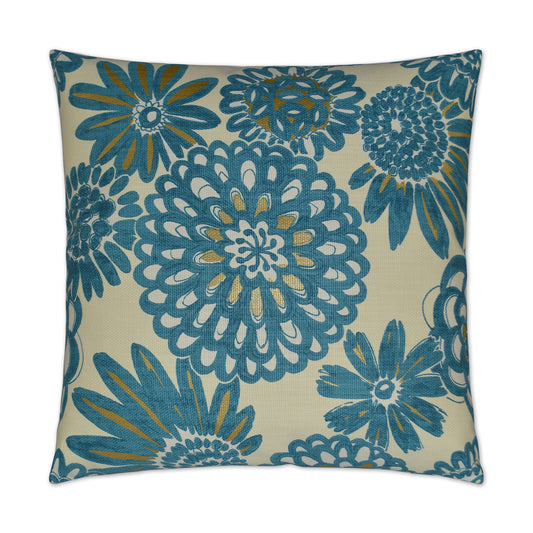 D.V. KAP HOME   24" x 24" Flower Pops Pillow - Peacock Floral    - 2786-P-2424