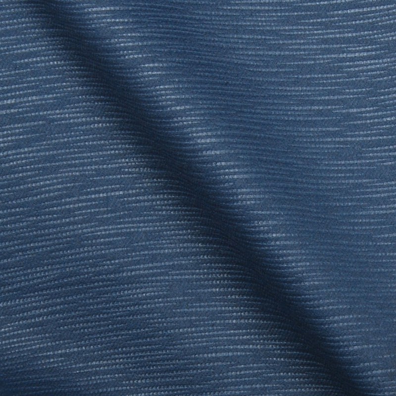 Marine blue upholstery fabric with pale horizontal streaks and a soft, draped fold.