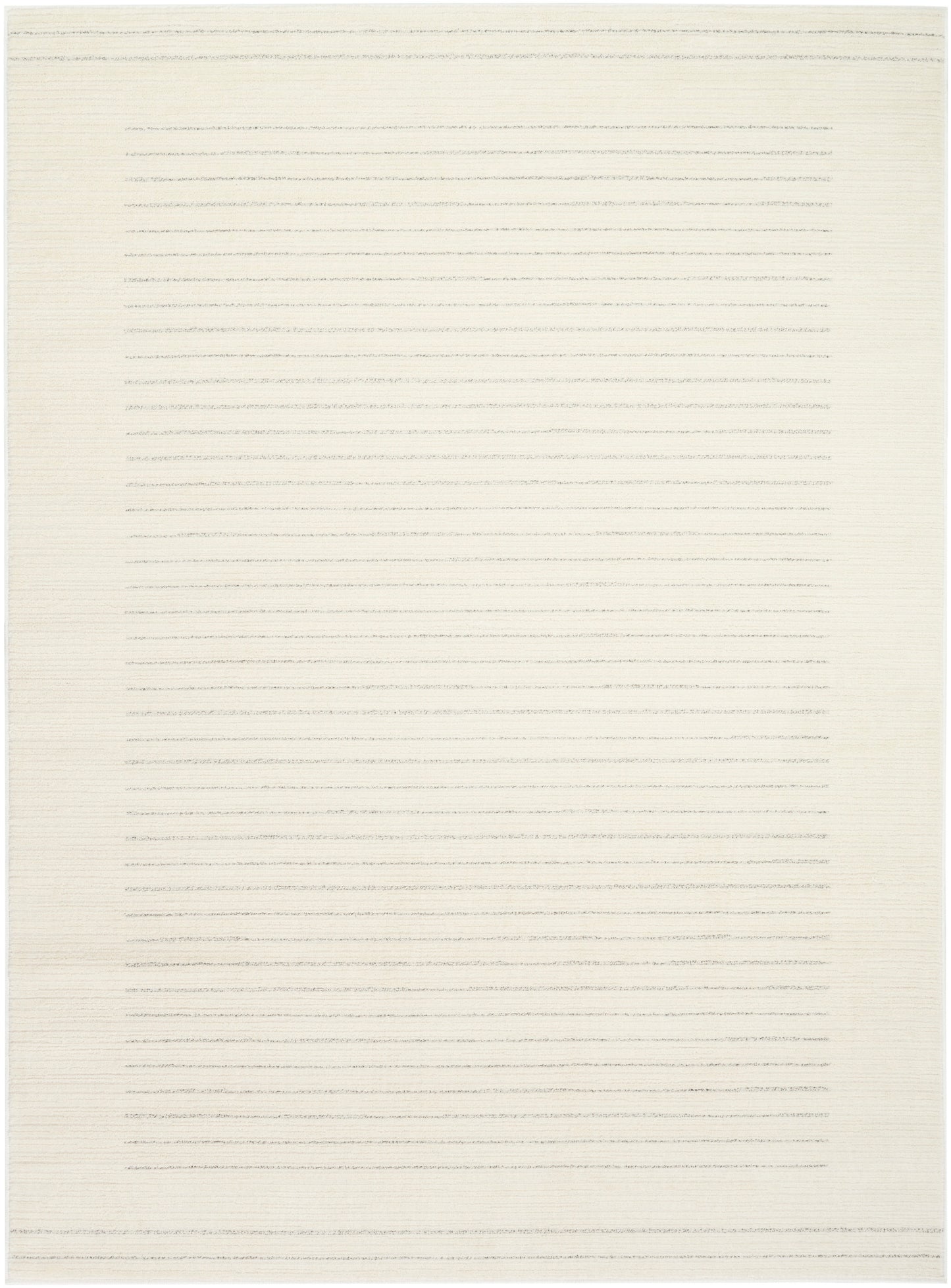 Cream rectangular area rug with subtle gray stripes and soft textured weave, 4' x 6'.