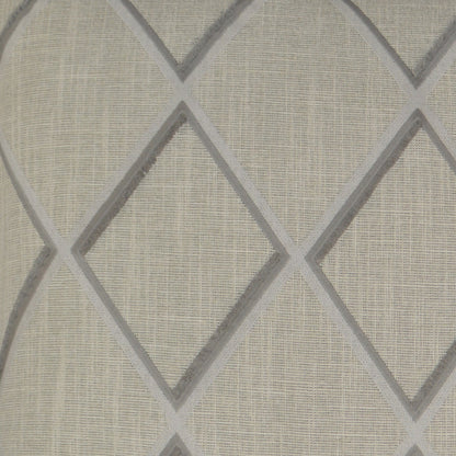 Beige textured pillow with gray plaid/check embroidery; 24" x 24" square.