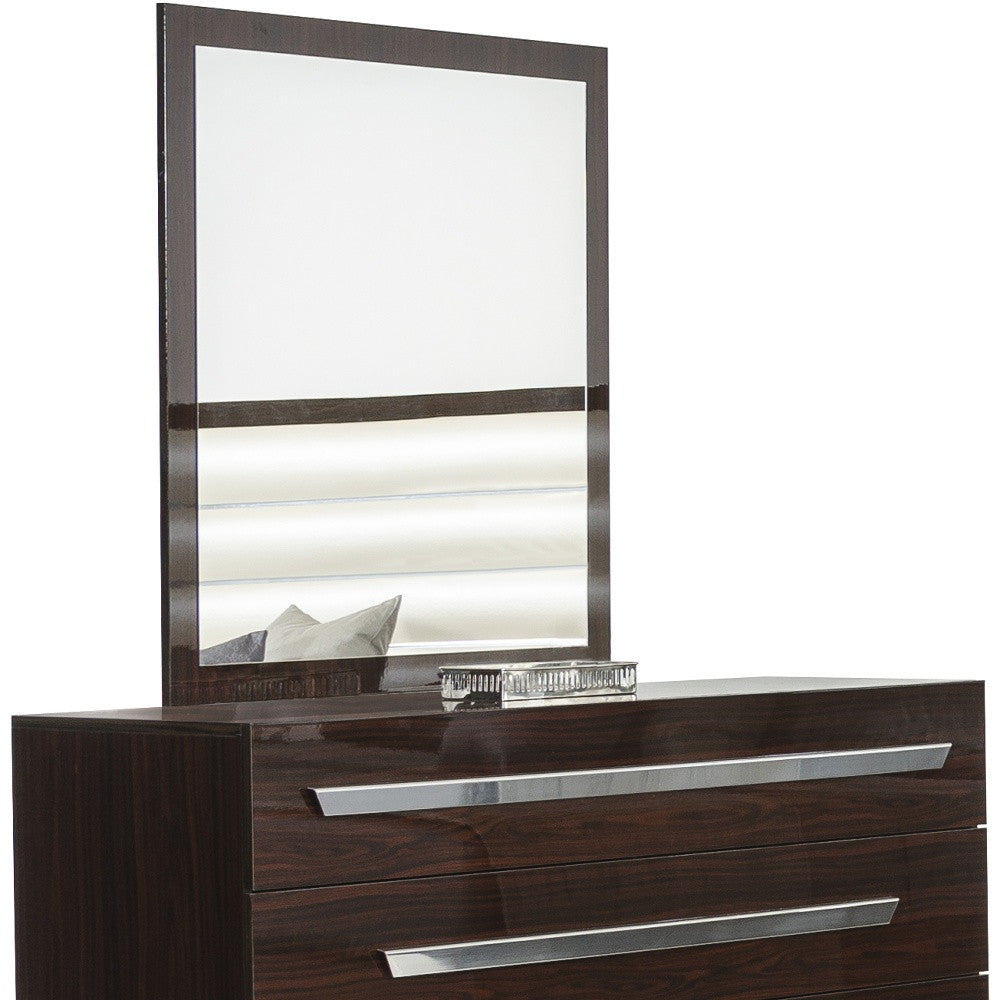 41" Ebony Mdf  Veneer  And Glass Mirror