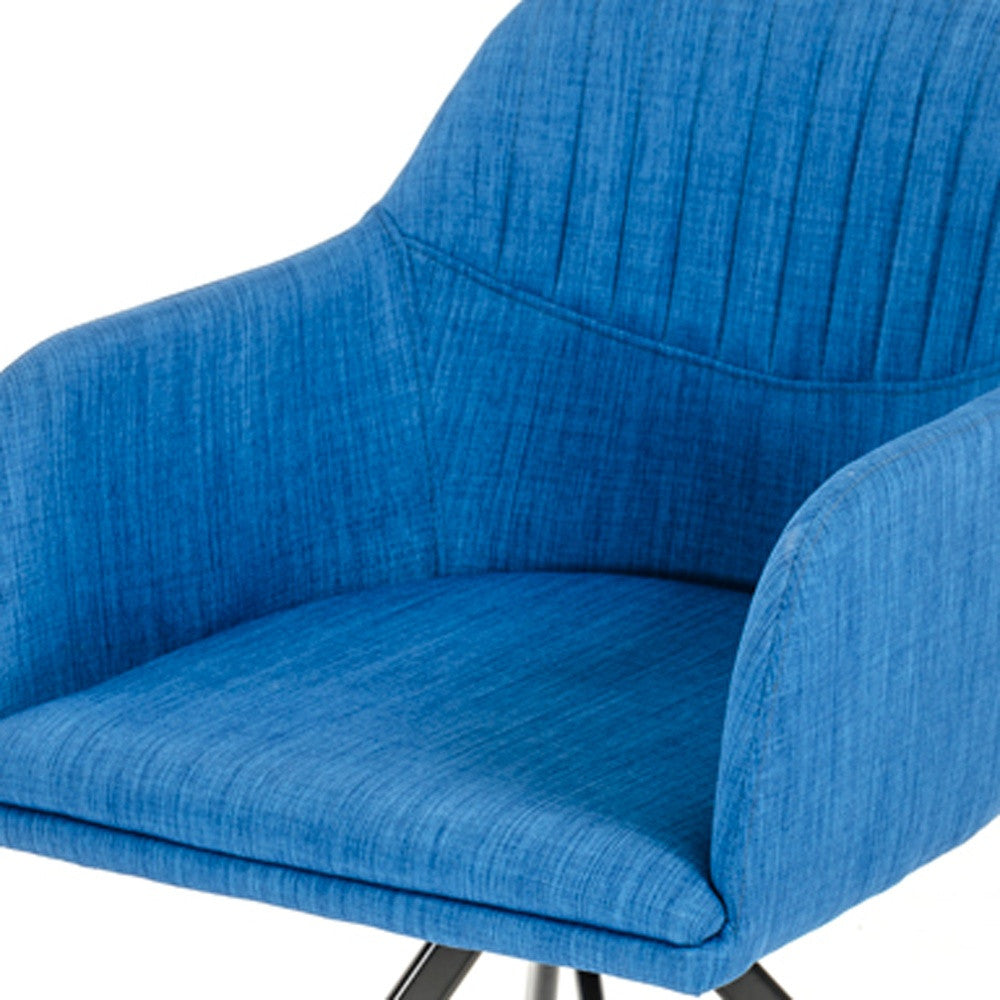 Blue And Black Upholstered Fabric Dining Arm Chair