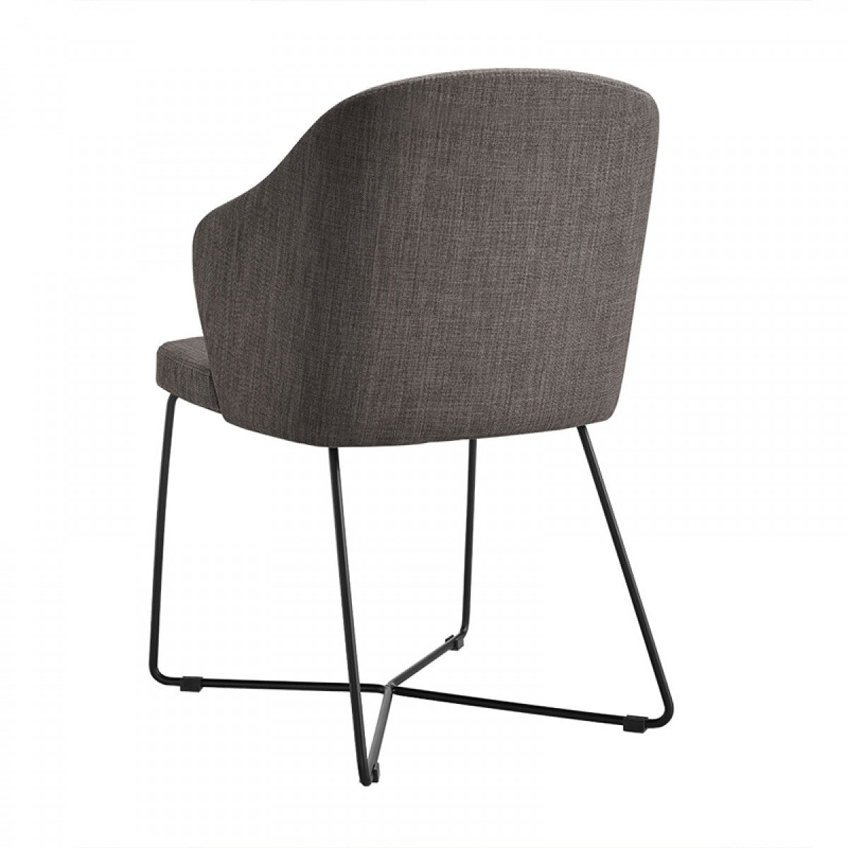 Set of Two Gray And Black Upholstered Fabric Dining Side Chairs