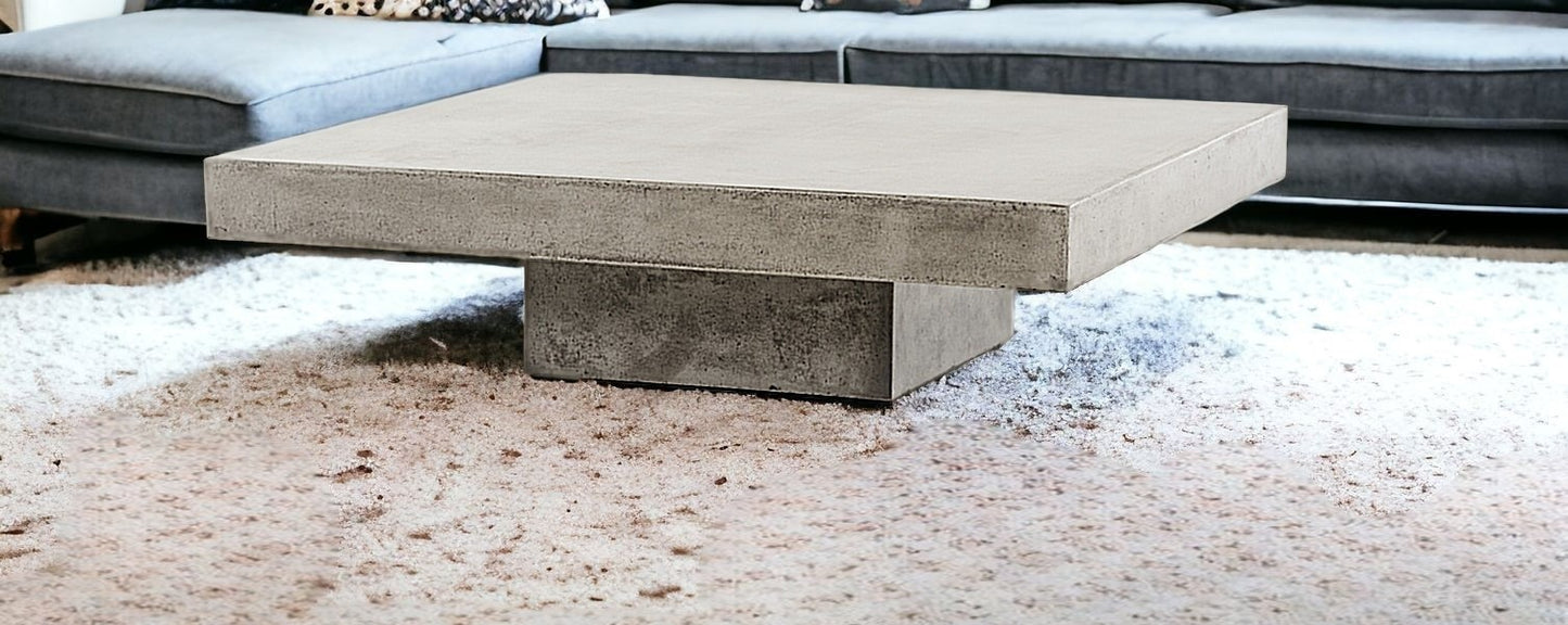 43" Gray Concrete Modern  Square Coffee Table