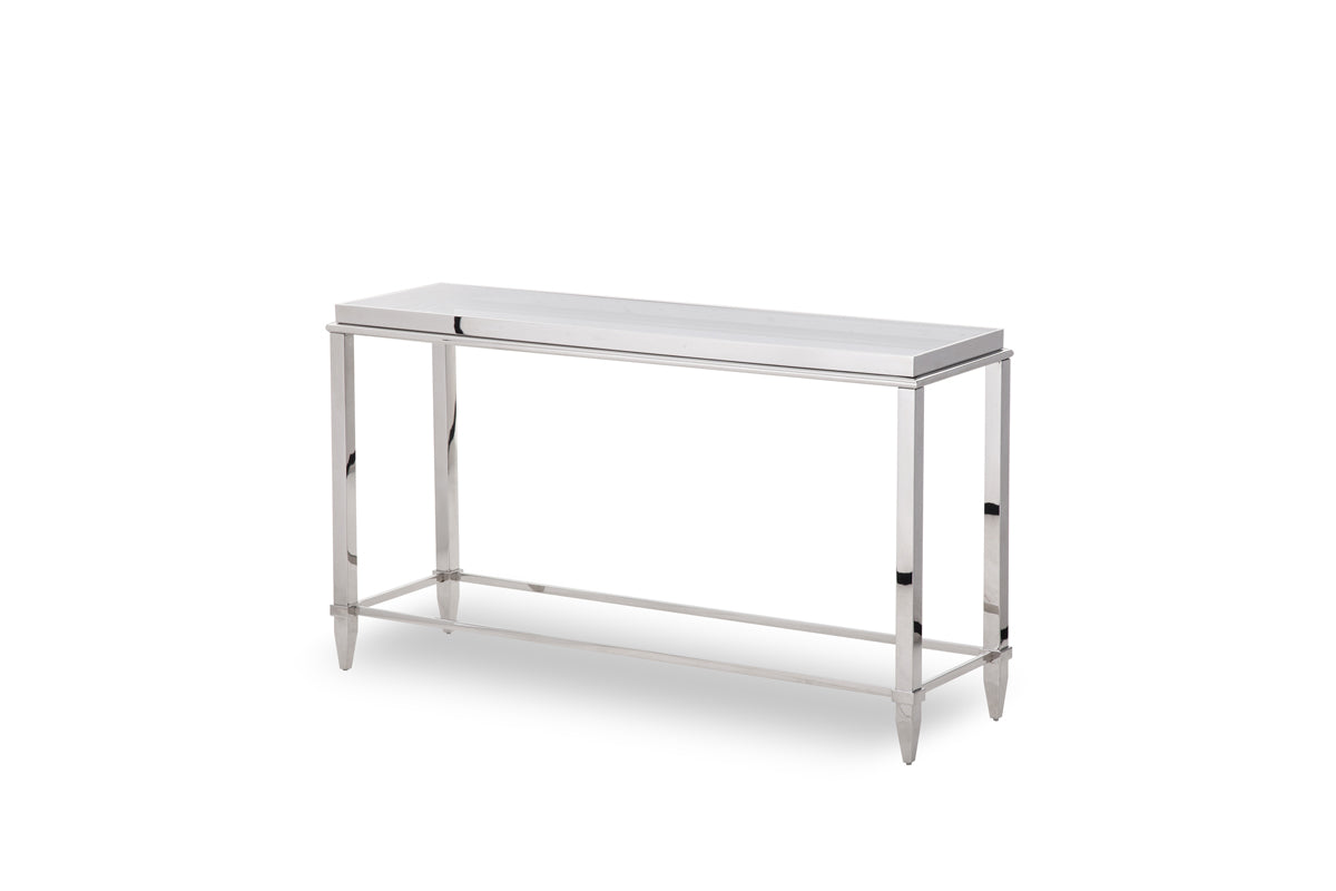 34" Stainless Steel And Glass Console Table