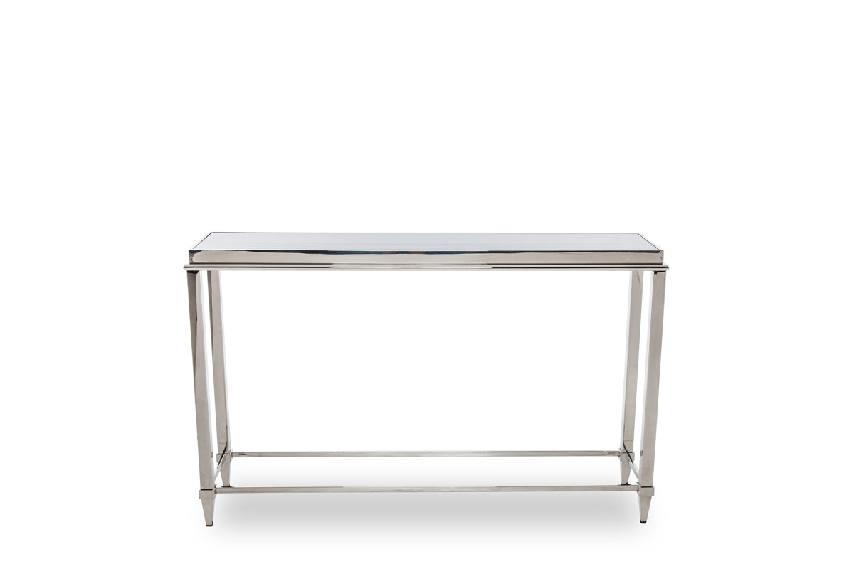 34" Stainless Steel And Glass Console Table