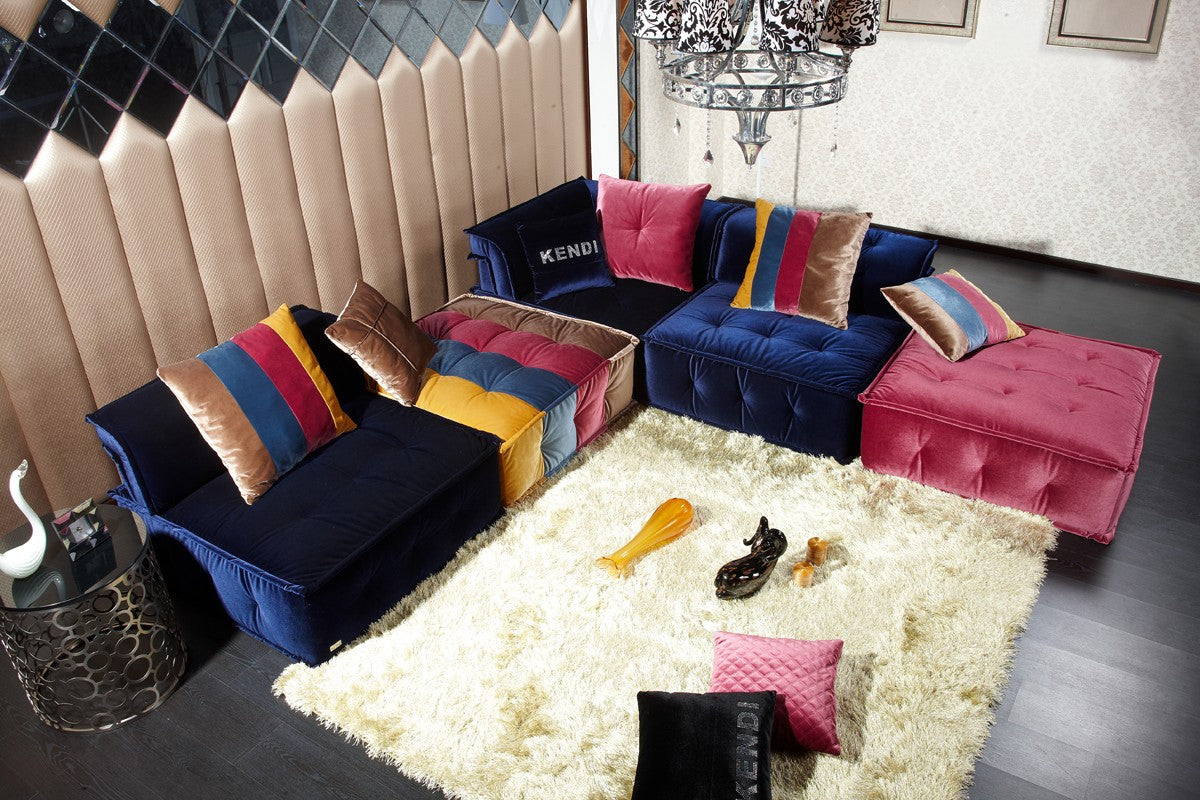 28" Wood  Foam  And Fabric Sectional Sofa