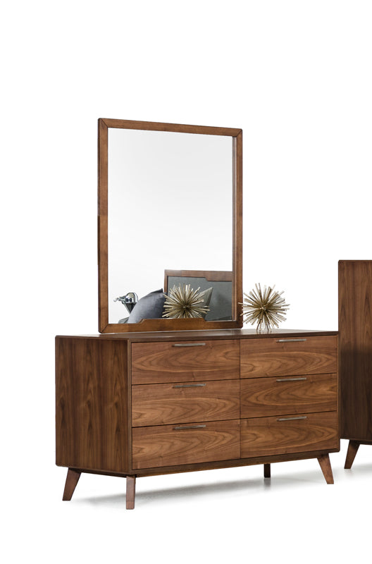 40" Walnut Mdf  Veneer  And Glass Mirror