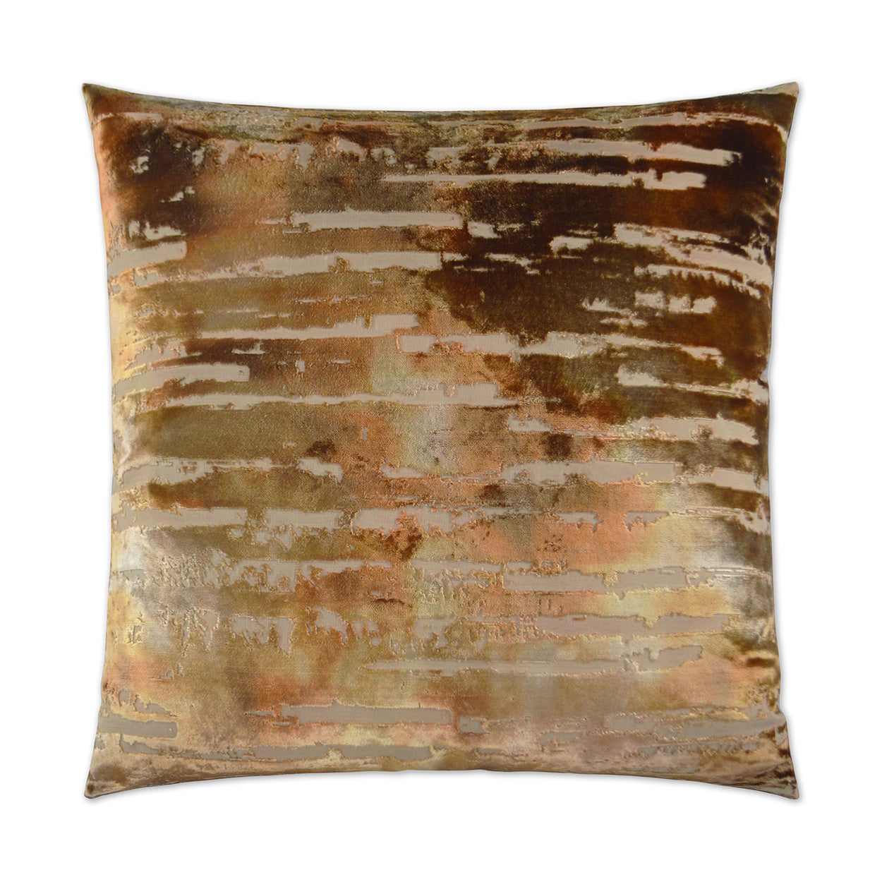 Square decorative throw pillow in caramel textured fabric with a subtle pattern.