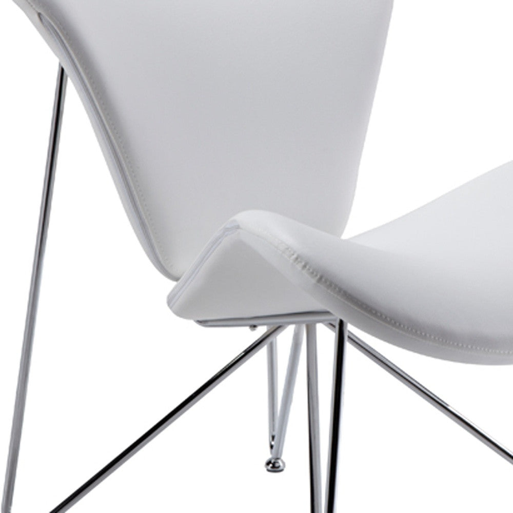 28" White And Silver Upholstered Butterfly Chair